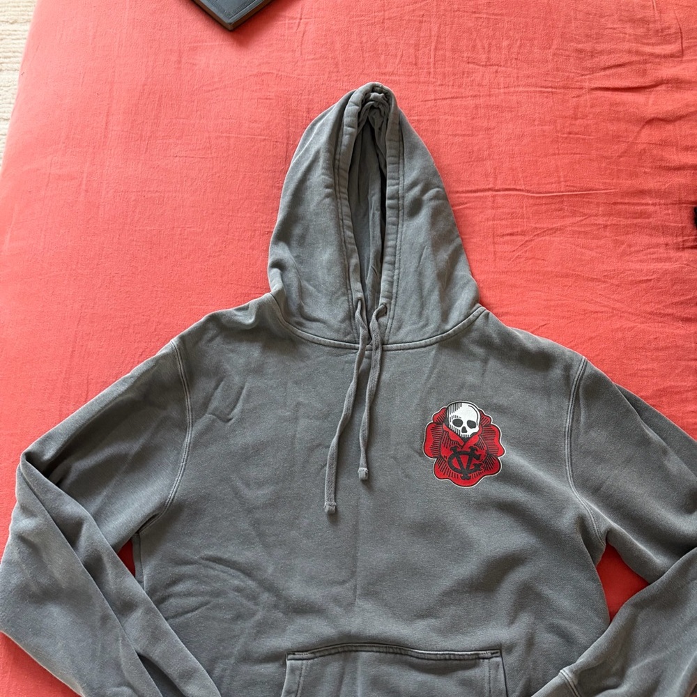 Gray Skull Embroidered Hoodie - Picture 2 of 5
